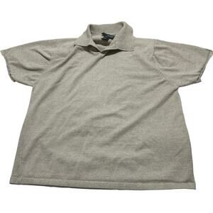 Slates Polo Shirt Men XL Beige Silk Cotton Blend Short Sleeve Minimalist Preppy